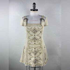 💚 3465. Stretch Denim Western Studded Mini Dress